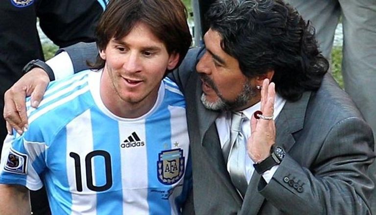 ليونيل ميسي ودييغو مارادونا في منتخب الأرجنتين