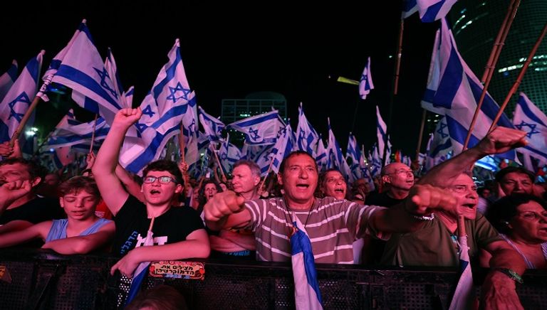 جانب من احتجاجات إسرائيل