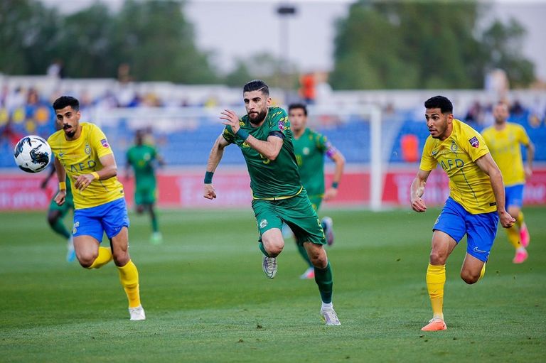 من مباراة النصر السعودي والشرطة العراقي في البطولة العربية كريستيانو رونالدو نجم النصر ضد الشرطة