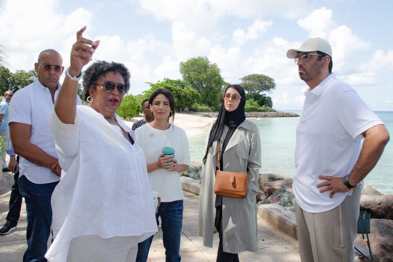 الدكتور سلطان الجابر  خلال زيارته إلى جمهورية بربادوس