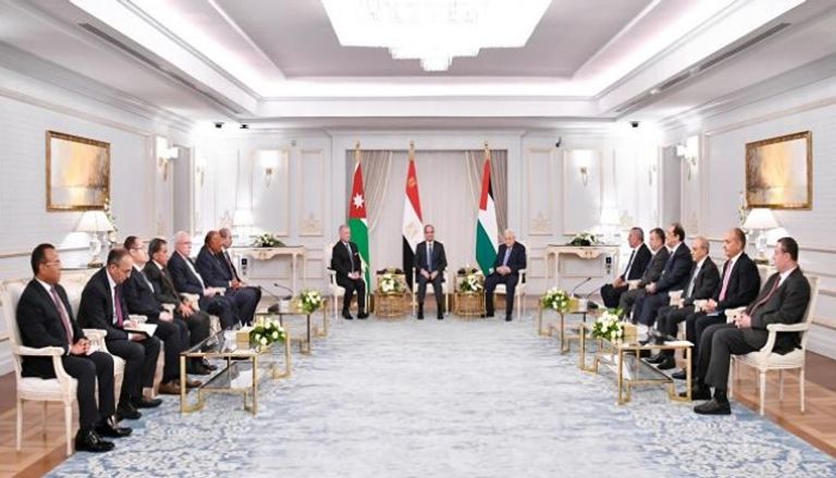 قادة مصر والأردن وفلسطين في قمة العلمين - الرئاسة المصرية