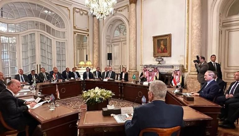 جانب من اجتماع لجنة الاتصال العربية الخاصة بسوريا - الخارجية المصرية