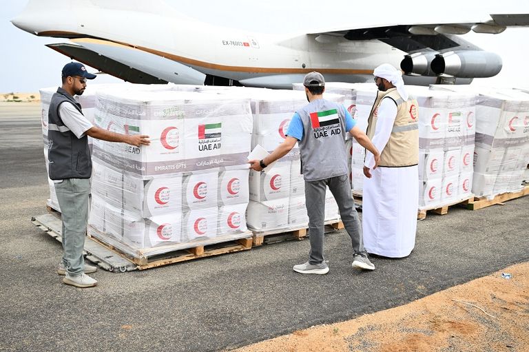 جانب من المساعدات الإماراتية