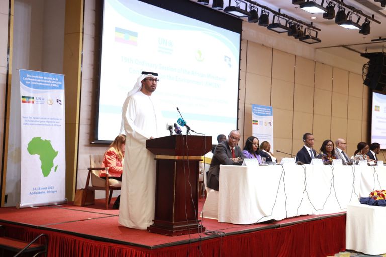 الدكتور سلطان الجابر خلال مشاركته في المؤتمر الوزاري الأفريقي المعني بالبيئة