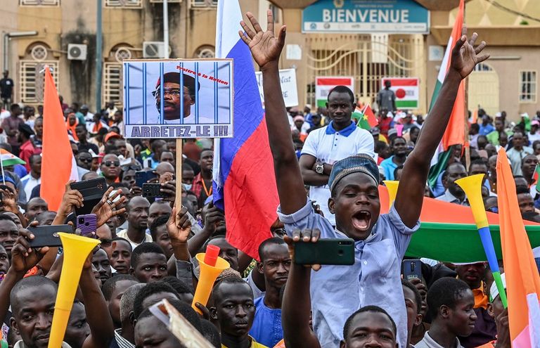 جانب من مظاهرات دعم العسكر بالنيجر