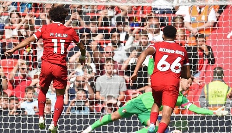 ركلة محمد صلاح الضائعة ضد بورنموث محمد صلاح لحظة إهدار ركلة الجزاء