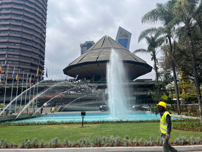 استعدادات قمة المناخ الأفريقية الأولى مبنى KICC المستضيف لقمة المناخ الأفريقية - تصوير: إيمان منير