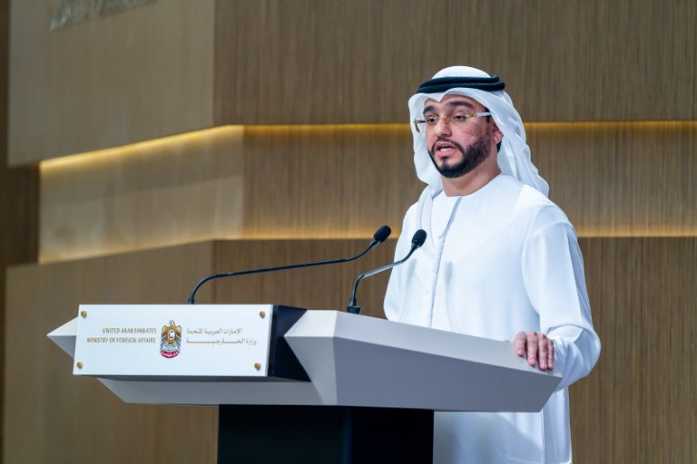 جانب من حفل إطلاق استراتيجية الخارجية الإماراتية