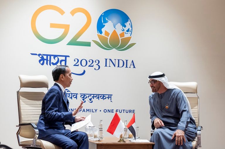 جانب من لقاء الشيخ محمد بن زايد آل نهيان وجوكو ويدودو رئيس إندونيسيا