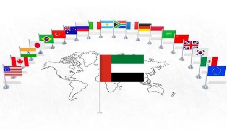 علم دولة الإمارات وأعلام دول مجموعة العشرين