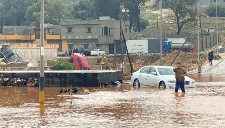 جانب من آثار الفيضانات في ليبيا