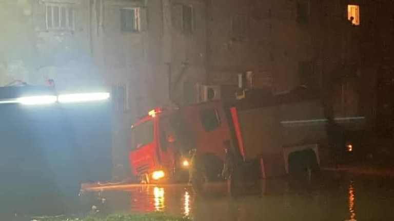 جانب من آثار الإعصار دانيال الذي ضرب شرقي ليبيا