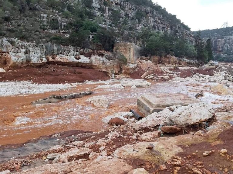 جانب من آثار الإعصار دانيال الذي ضرب شرقي ليبيا