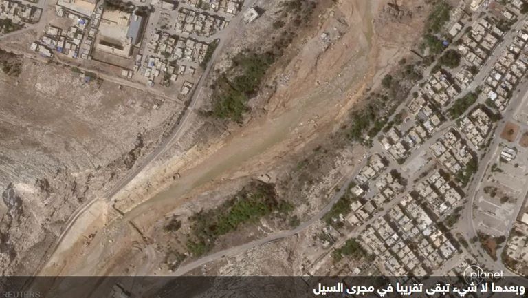 جانب من آثار إعصار دانيال في ليبيا