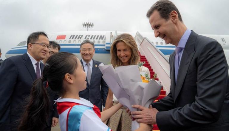 لحظة وصول الرئيس السوري بشار الأسد إلى الصين