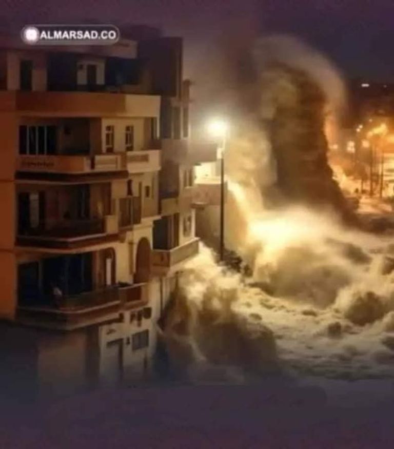 الصور المزعومة لانهيار سدي درنة