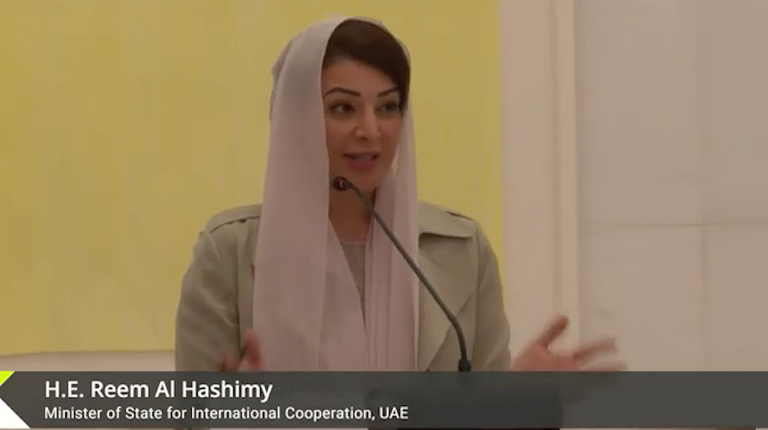 ريم الهاشمي خلال الجلسة انعقاد الجلسة بدعوة من الإمارات ورئاسة COP28 وأطراف أخرى