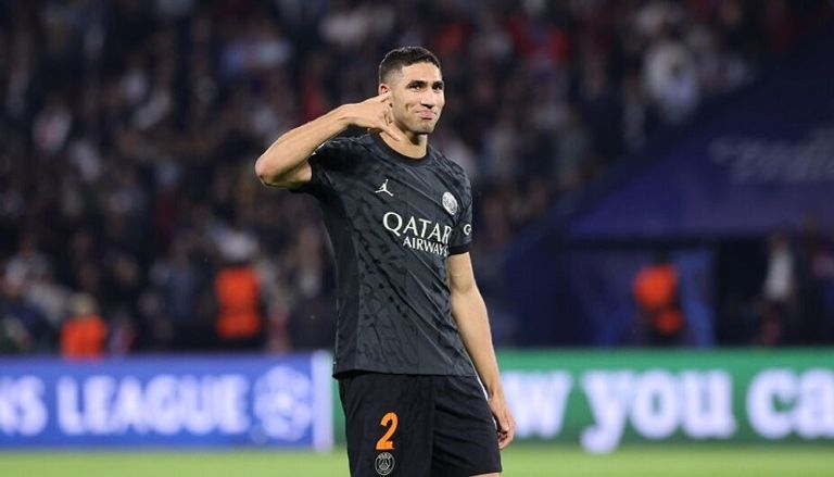 أشرف حكيمي خلال مباراة باريس سان جيرمان ومارسيليا أشرف حكيمي خلال مباراة باريس سان جيرمان ومارسيليا