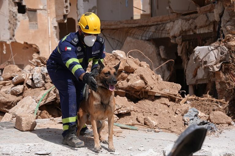 فريق الإنقاذ الإماراتي في درنة الليبية
