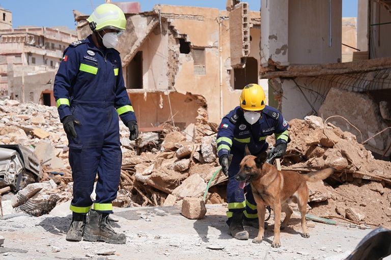 فريق الإنقاذ الإماراتي في درنة الليبية