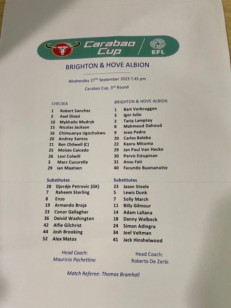 ورقة تشكيل لقاء تشيلسي وبرايتون البرازيلي أندريه سانتوس