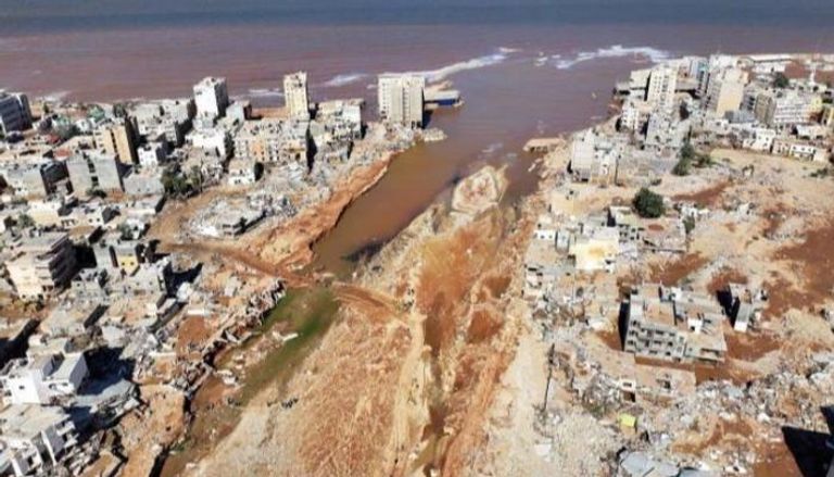آثار الفيضانات في درنة الليبية