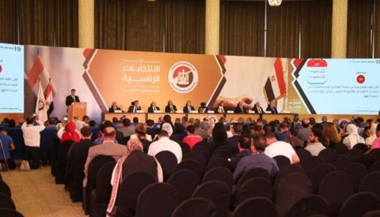 جانب من المؤتمر الصحفي لإعلان الجدول الزمني لانتخابات الرئاسة المصرية