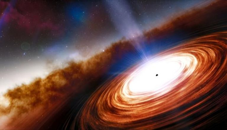 تخيل فني لثقب أسود نشط فائق الكتلة (SMBH) في الكون المبكر