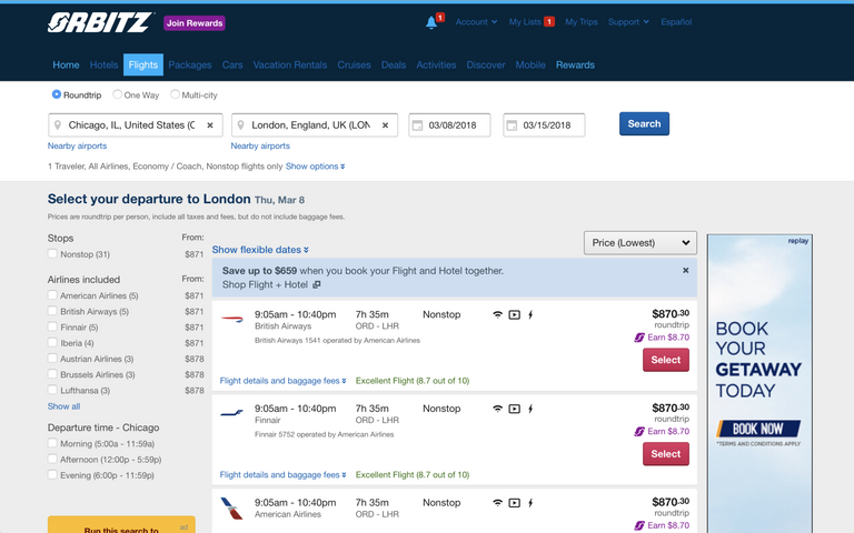 موقع "Orbitz" أحد أفضل مواقع حجز طيران رخيص أفضل مواقع حجز طيران رخيص التكلفة