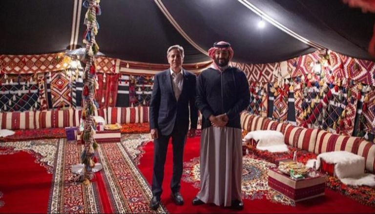 الأمير محمد بن سلمان مع وزير الخارجية الأمريكي
