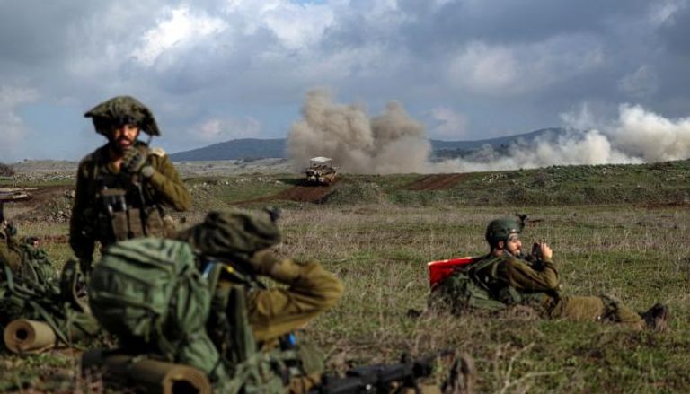 جنود إسرائيليون يشاركون في مناورة في مرتفعات الجولان