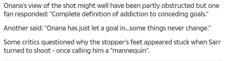 جمهور يونايتد يهاجم أونانا أندريه أونانا حارس الكاميرون ضد السنغال