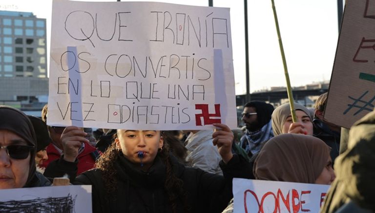 احتجاجات مؤيدة للفلسطينيين في مدريد - أ ف ب