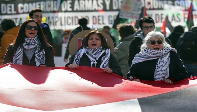 احتجاجات مؤيدة للفلسطينيين في مدريد - أ ف ب