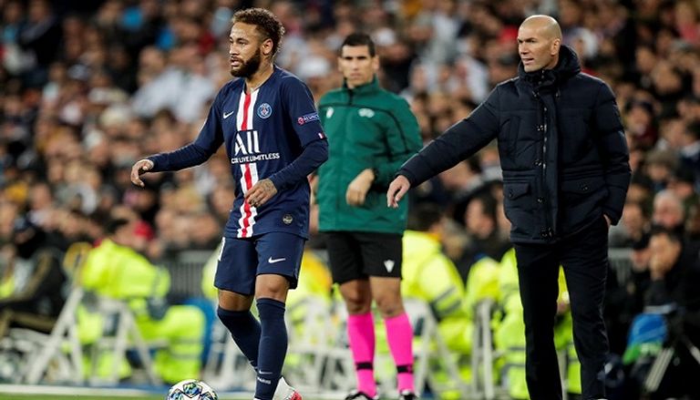 زيدان ونيمار دا سيلفا أثناء وجوده في باريس