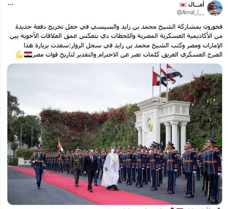 جانب من استقبال السيسي للشيخ محمد بن زايد آل نهيان بمطار القاهرة