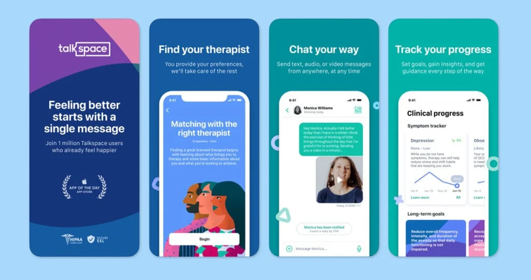 تطبيق Talkspace أحد أفضل التطبيقات لتعزيز الصحة النفسية في 2024 أفضل تطبيقات لتعزيز الصحة النفسية في 2024