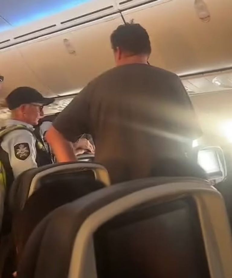 لقطة من فيديو يوثق الفوضى على الطائرة