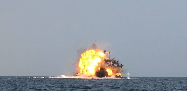 من المناورة البحرية لمليشيات الحوثي