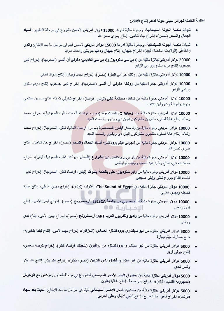 إعلان جوائز