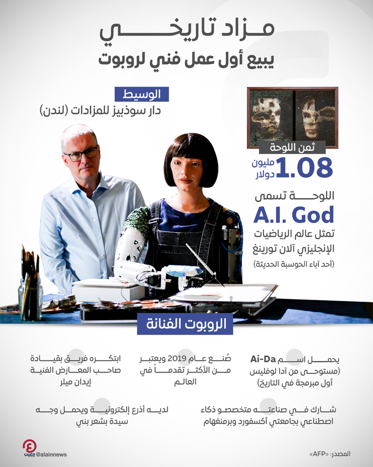 الروبوت مع عملها الفني