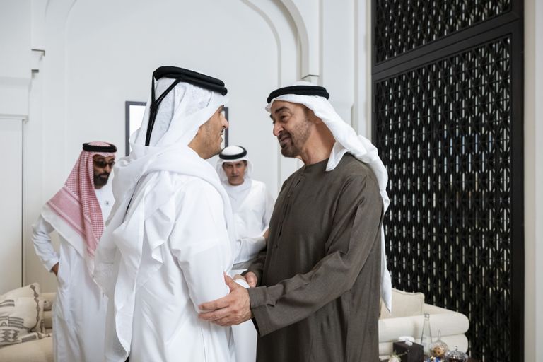 الشيخ محمد بن زايد آل نهيان والشيخ محمد بن عبدالرحمن بن جاسم آل ثاني