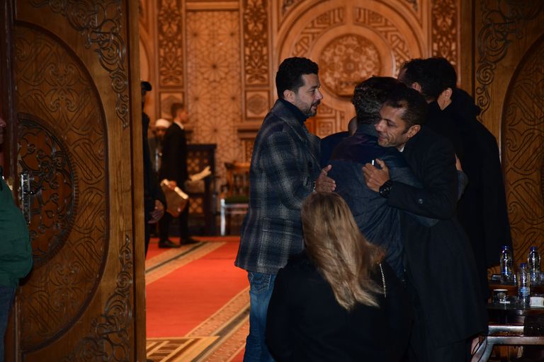 شريف سلامة في عزاء نبيل الحلفاوي