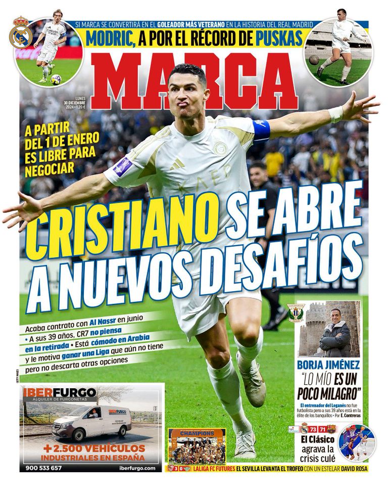 غلاف صحيفة ماركا كريستيانو رونالدو في حفل غلوب سوكر