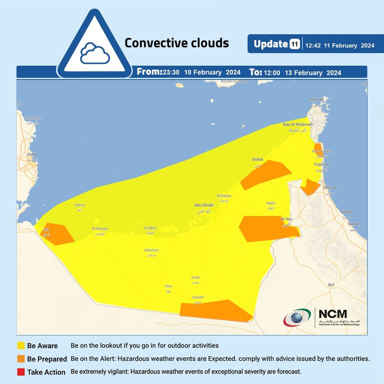 أمطار متفاوتة الشدة تهطل في الإمارات
