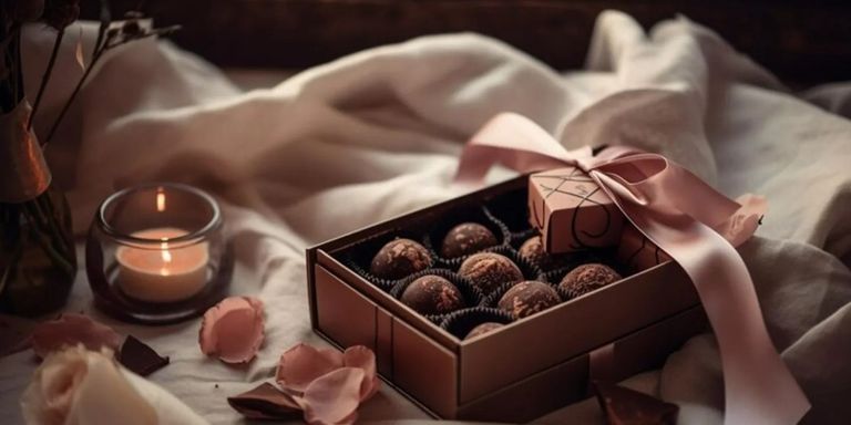 شاب يقدم هدية لفتاة في عيد الحب