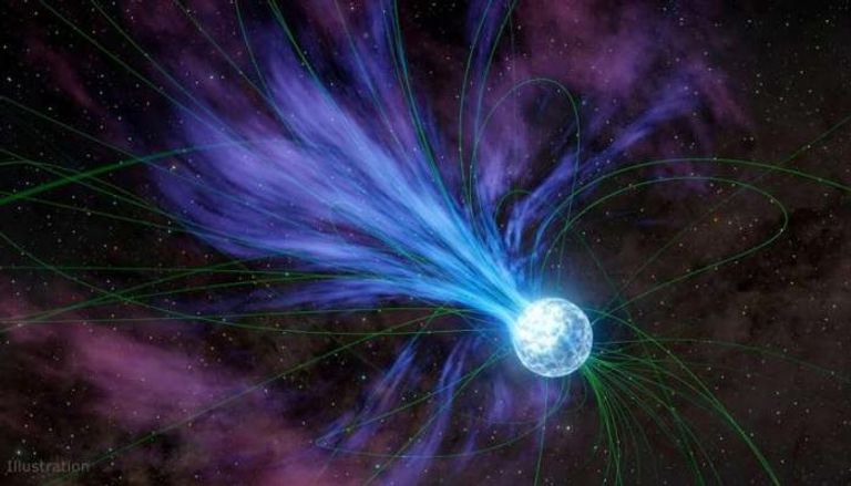 النجم المغناطيسي وهو يفقد مادة في الفضاء 