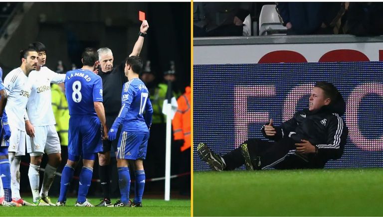 طرد هازارد الوحيد بسبب جامع الكرات إيدين هازارد بقميص تشيلسي