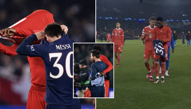 ميسي وديفيز يتبادلان القميصين الموسم الماضي ألفونسو ديفيز وليونيل ميسي