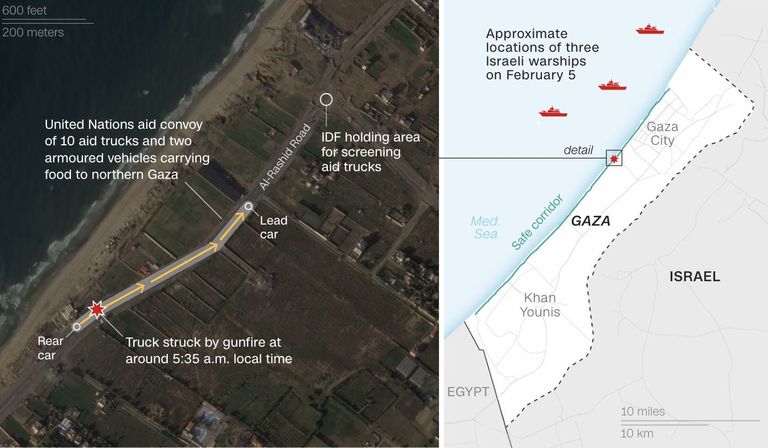 الشاحنة التي تعرضت للقصف